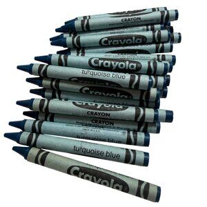 Vintage Hard to Find Crayola Turquoise Blue Crayons Bulk Lot Of 16 Pieces Art Su
